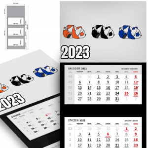 Trójdzielny Kalendarz 2023 GEOMETRIC PANDA Wzory