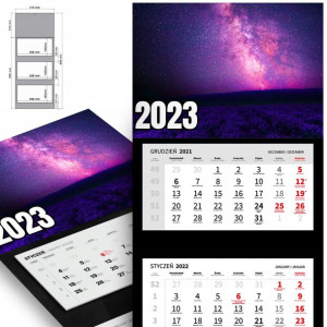 Trójdzielny Kalendarz 2023 KOSMOS SPACE Top Wzory