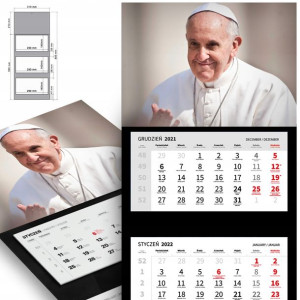 Trójdzielny Kalendarz 2023 PAPIEŻ FRANCISZEK Wzory