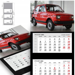 Trójdzielny Kalendarz 2023 SAMOCHODY CAR Top Wzory