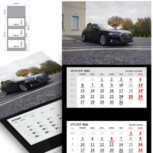 Trójdzielny Kalendarz 2023 SAMOCHODY CAR Top Wzory