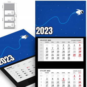 Trójdzielny Kalendarz 2023 SPACE WALLY Top Wzory