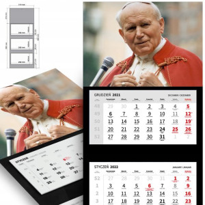 Trójdzielny Kalendarz 2023 Z PAPIEŻEM Top Wzory
