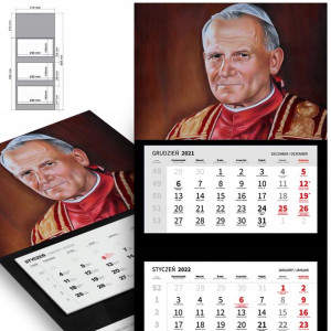 Trójdzielny Kalendarz Z PAPIEŻEM JANEM PAWŁEM II