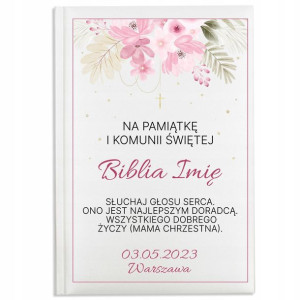 Biblia Pamiątka I Komunii Od Matki Chrzestnej Imię