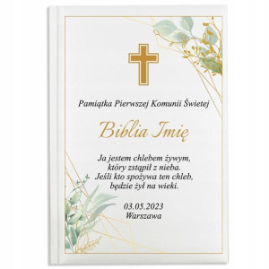 Biblia Pamiątka I Komunii Świętej Od Dziadków Imię