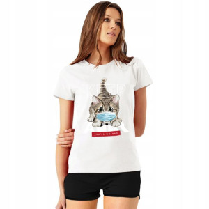 Koszulka Damska Biała T-shirt Teddy Misie Wzory M