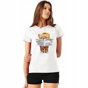 Piżama Damska T-shirt+ Szorty Teddy Misie Wzory L