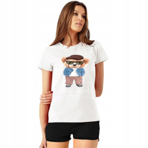 Piżama Damska T-shirt+ Szorty Teddy Misie Wzory S