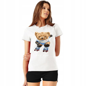 Piżama Damska T-shirt+ Szorty Teddy Misie Wzory S