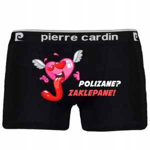 Bokserki Czarne Na Walentynki POLIZANE Wzory -M