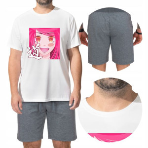 Piżama Męska Tshirt Spodenki Anime Wzory - L