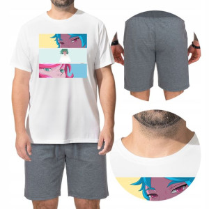 Piżama Męska Tshirt Spodenki Japońskie Wzory - M