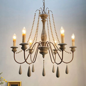 Drewniany Żyrandol French Country Vintage Żyrandol B