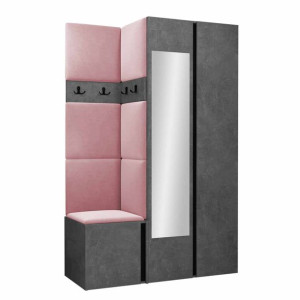 GARDEROBA Orion XXVI panele tapicerowane + meble kolor beton
