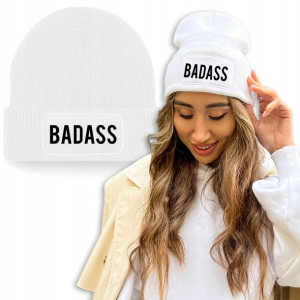 Zimowa Wygodna Czapka Biała BADASS Mix Wzorów