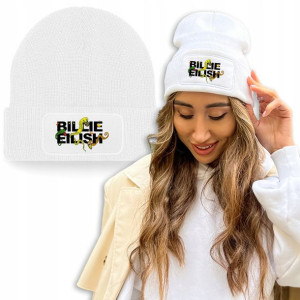 Zimowa Wygodna Czapka Biała BILLIE EILISH Wzory