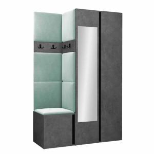 GARDEROBA Orion XXVI panele tapicerowane + meble kolor beton