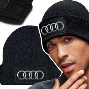 Zimowa Wygodna Czapka Czarna AUDI Top Mix Wzorów