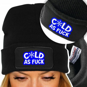 Zimowa Wygodna Czapka Czarna COLD AS FUCK Wzory