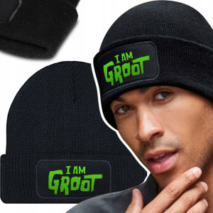 Zimowa Wygodna Czapka Czarna GROOT Top Mix Wzorów