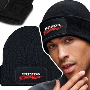 Zimowa Wygodna Czapka Czarna HONDA Dużo Wzorów