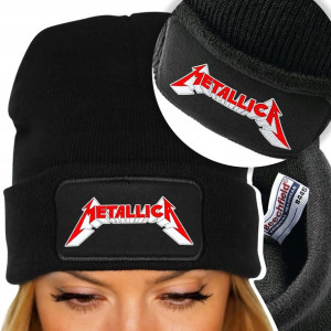 Zimowa Wygodna Czapka Czarna METALLICA Mix Wzorów