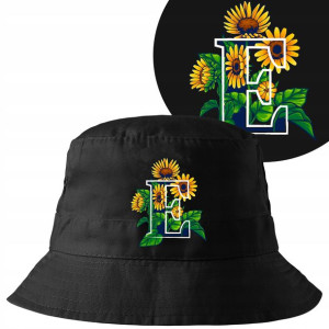 Kapelusz Bucket HAT CZARNY SŁONECZNIKI INICJAŁ Wz