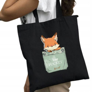Torba ekologiczna czarna Pocket Animals Różn Wzory