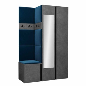 GARDEROBA Orion XXVI panele tapicerowane + meble kolor beton