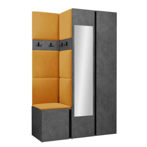 GARDEROBA Orion XXVI panele tapicerowane + meble kolor beton