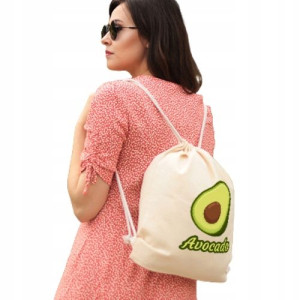Torba Plecak Worek Beżowy nadruk wzór AVOCADO 01