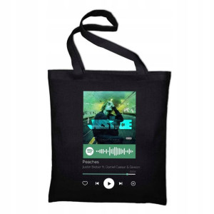 Torba Czarna ECO JUSTIN BIBER wzór QR SPOTIFY 04