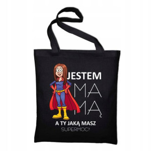 Torba Eko Bawełniana Czarna JESTEM MAMĄ Mix Wzory
