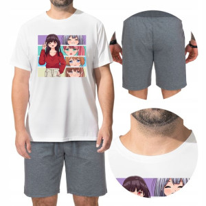 Piżama Męska Tshirt Spodenki Anime Woman Wzory - M