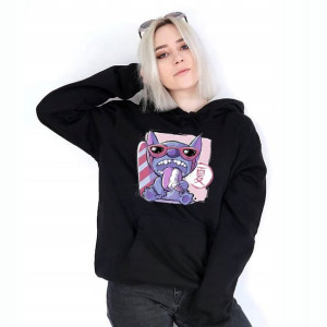 Bluza DAMSKA Czarna kaptur rozm XL LILO STITCH 04