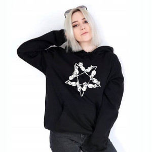 Bluza DAMSKA Czarna z kapturem rozm S CATS KOTY 01