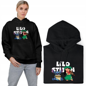 Bluza Damska Z Kapturem Czarn Lilo I Stitch Wz Xxl