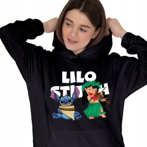 Bluza Damska Z Kapturem Czarna Lilo I Stitch Wz M