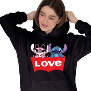 Bluza Damska Z Kapturem Czarna Lilo I Stitch Wz Xl