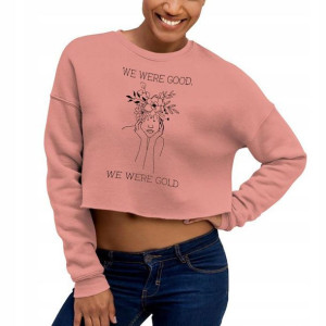 Wygodna Krótka Bluza Cropped Róż FLOWERS Wz - XS