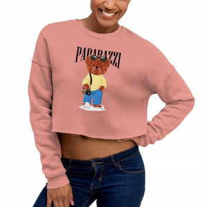 Wygodna Krótka Cropped Bluza Róż TEDDY Wz - XXS
