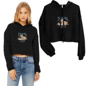 Wygodna Krótka Cropped Bluza Teddy Travel Wz - M