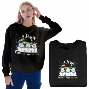 BLUZA DAMSKA Czarna ŚWIĄTECZNE Święta Wzory - L