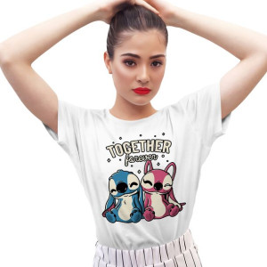 KOSZULKA DAMSKA BIAŁA Lilo i Stitch T-SHIRT XL
