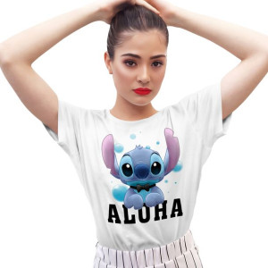 KOSZULKA DAMSKA BIAŁA Lilo i Stitch T-SHIRT XXL