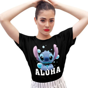 KOSZULKA DAMSKA CZARNA Lilo i Stitch T-SHIRT L