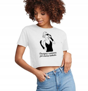 Koszulka Damska Krótka Biała Cropped KOBIECE Wz S