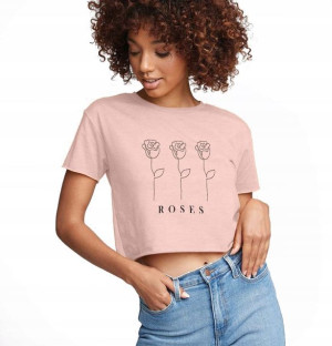 Koszulka Damska Różowa Cropped LOVE ME BETTER Wz M