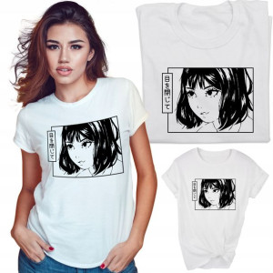 Modna Koszulka Damska Biała Prezent ANIME - S